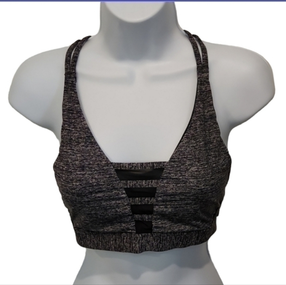 𝅺victoria's Secret Pink Ultimate Sports Bra Mesh Front Razor Back Heather Gray